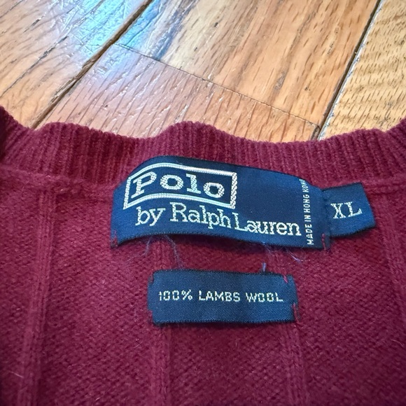 Vintage Polo Ralph Lauren 100% Lambs Wool Sweater Vest Men’s Size XL Burgundy - Picture 4 of 9